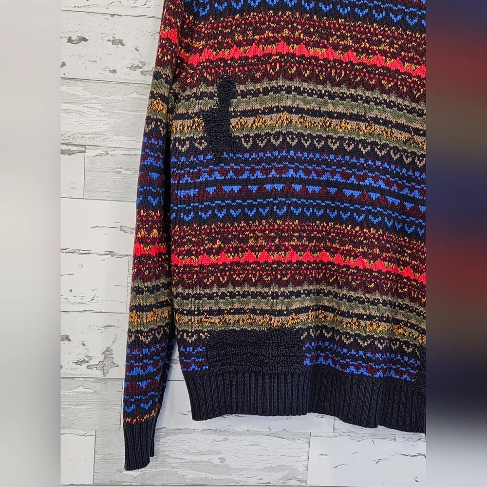 Rails‎ Mens Shawl Full Zip Cardigan Large Striped Blue Multicolor Cotton Blend